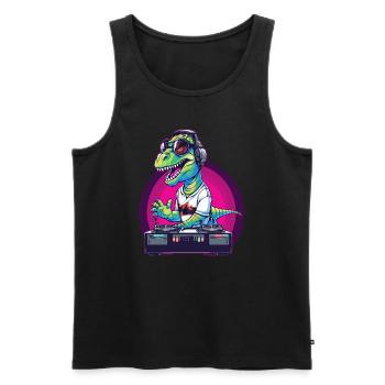 Party, Techno, Cyberpunk, Dinosaurs, EDM, Music, Rave - Men's Premium Organic Tank Top - black - Front - AI Model Male 178 light (178cm)