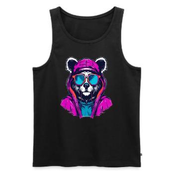 Party Raccoon Music Lover Cyberpunk Rave - Men's Premium Organic Tank Top - black - Front - AI Model Male 178 light (178cm)