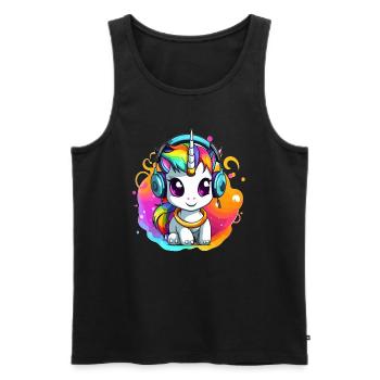 Cute Unicorn DJ EDM Festival - Débardeur bio Premium Homme - noir - Devant - Michal (187cm)