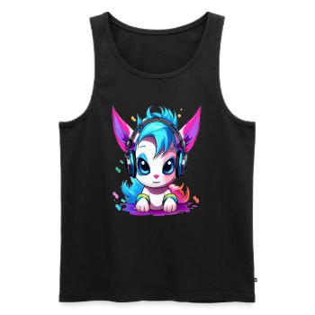 Niedlicher Party Einhorn EDM Festival Rave - Männer Premium Bio Tank Top - Schwarz - Vorne - Michal (187cm)