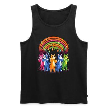 Arty Festival Rainbow Cat Rave - Men's Premium Organic Tank Top - black - Front - AI Model Male 178 light (178cm)
