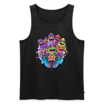 Rainbow Frog Bicyclist Funny DJ Party - Débardeur bio Premium Homme - noir - Devant - Michal (187cm)