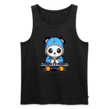 Techno Festival Rave Niedlicher DJ Panda - Männer Premium Bio Tank Top - Schwarz - Vorne - AI Model Male 178 light (178cm)