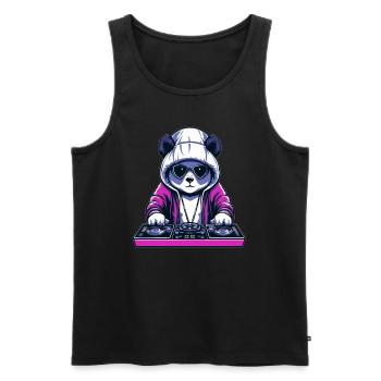 Techno Party Cyberpunk Rave Panda - Débardeur bio Premium Homme - noir - Devant - AI Model Male 178 light (178cm)