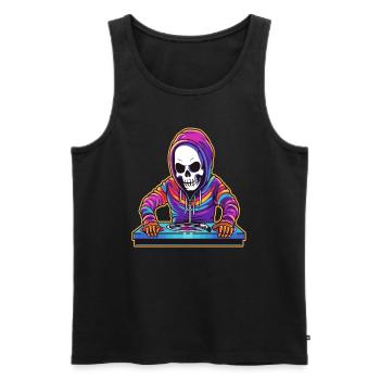 Techno Party Skeleton Rave DJ - Men's Premium Organic Tank Top - black - Front - Michal (187cm)