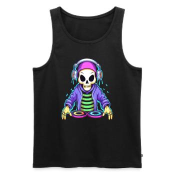 DJ Skeleton Music Lover EDM Rave - Men's Premium Organic Tank Top - black - Front - AI Model Male 178 light (178cm)