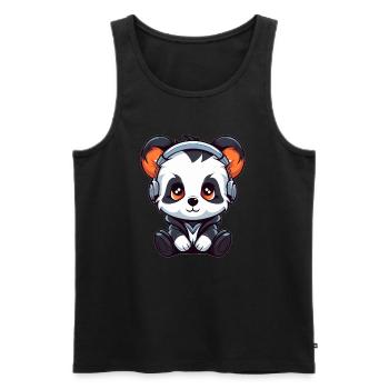 Raver Music Lover Rave Panda - Men's Premium Organic Tank Top - black - Front - AI Model Male 178 light (178cm)