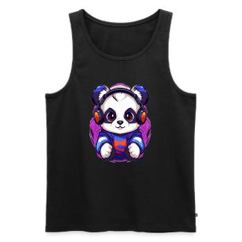 Süßes Raver Panda Drum and Bass Festival - Männer Premium Bio Tank Top - Schwarz - Vorne - Michal (187cm)