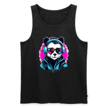 Drum and Bass Festival Cyberpunk Rave Panda - Männer Premium Bio Tank Top - Schwarz - Vorne - Michal (187cm)