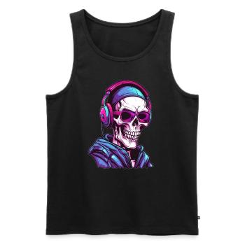 Rave Skull Cyberpunk Party Skeleton - Men's Premium Organic Tank Top - black - Front - Michal (187cm)