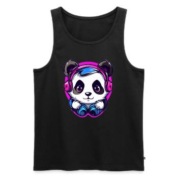 Süßes Techno Raver Panda EDM Festival - Männer Premium Bio Tank Top - Schwarz - Vorne - Michal (187cm)