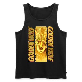 Wolf Wolf’s Head Gold Nature Wilderness Adventure Art - Débardeur bio Premium Homme - noir - Devant - Michal (187cm)