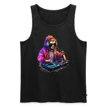 Rave Music Lover Techno Sloth DJ Raver - Männer Premium Bio Tank Top - Schwarz - Vorne - Michal (187cm)