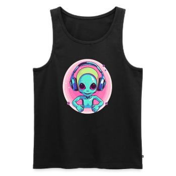 Amateur de musique house Alien Dj - Débardeur bio Premium Homme - noir - Devant - Michal (187cm)