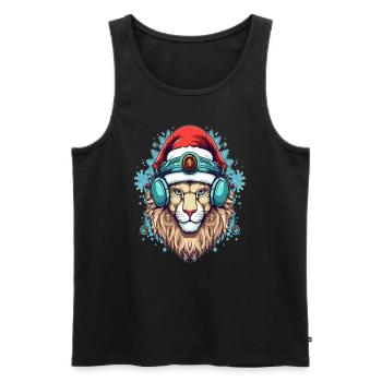 Weihnachtsfeier Lion Winter EDM Festival Rave - Männer Premium Bio Tank Top - Schwarz - Vorne - Michal (187cm)