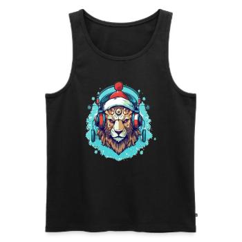 Cyberpunk Christmas Lion Winter Festival Rave - Männer Premium Bio Tank Top - Schwarz - Vorne - Michal (187cm)