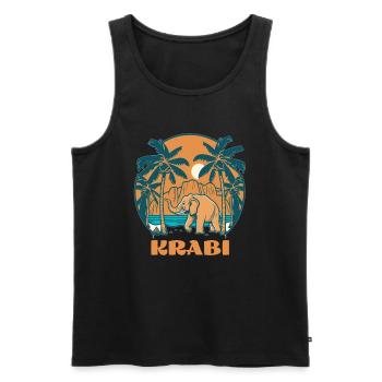 Retro Thai Elephant Lover Travel to Thailand Krabi - Men's Premium Organic Tank Top - black - Front - AI Model Male 178 light (178cm)