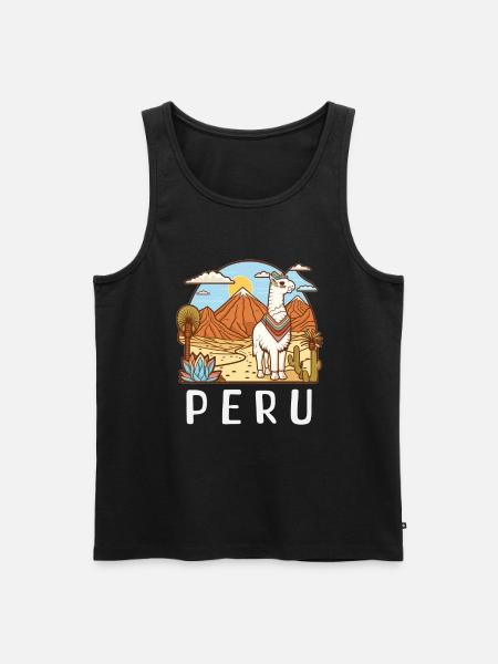 Alpaka Podróż do Limy, Ameryka Południowa Peru - Ekologiczny tank top męski Premium - czarny