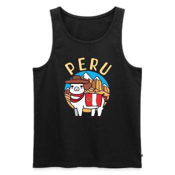 South America Cute Alpaca Traveler Peru - Männer Premium Bio Tank Top - Schwarz - Vorne - Michal (187cm)