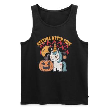 Gruseliges Kürbis Halloween Lustiges Einhorn - Männer Premium Bio Tank Top - Schwarz - Vorne - Michal (187cm)
