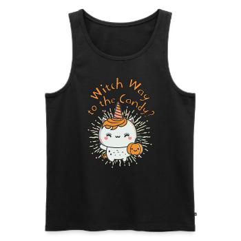Saison de la citrouille Licorne d’Halloween mignonne - Débardeur bio Premium Homme - noir - Devant - Michal (187cm)
