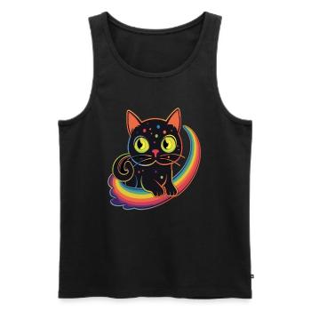 Süßes Halloween Regenbogen Schwarze Katze - Männer Premium Bio Tank Top - Schwarz - Vorne - Michal (187cm)