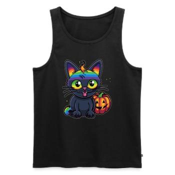 Cute Halloween Rainbow Cat Costume Halloween Party - Männer Premium Bio Tank Top - Schwarz - Vorne - Michal (187cm)