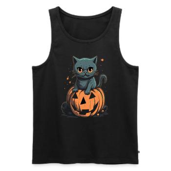 Halloween citrouille chats costume horreur halloween - Débardeur bio Premium Homme - noir - Devant - Michal (187cm)