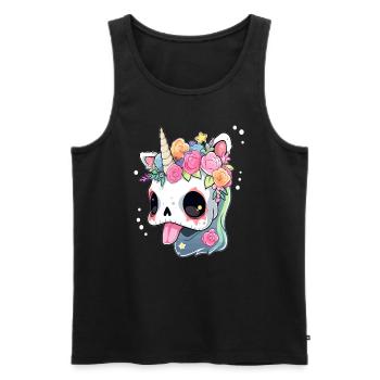 Flore Zombie Licorne Mignonne Licorne d'Halloween - Débardeur bio Premium Homme - noir - Devant - Michal (187cm)
