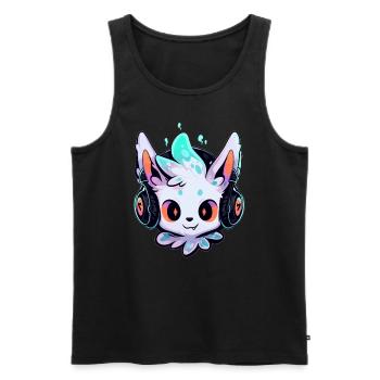 EDM Halloween DJ Ghost Cat Halloween Rave - Débardeur bio Premium Homme - noir - Devant - Michal (187cm)
