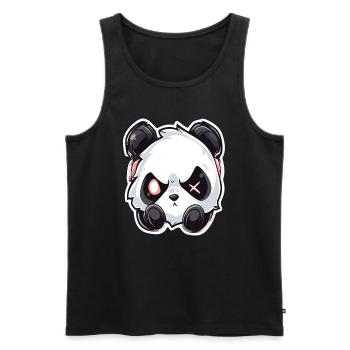 Amateur de musique Techno Party DJ Halloween Panda - Débardeur bio Premium Homme - noir - Devant - Michal (187cm)