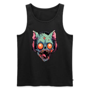 Halloween Zombie Chats DJ Techno Halloween DJ - Débardeur bio Premium Homme - noir - Devant - Michal (187cm)