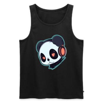 Niedlicher Halloween Panda DJ Techno Rave DJ - Männer Premium Bio Tank Top - Schwarz - Vorne - AI Model Male 178 light (178cm)