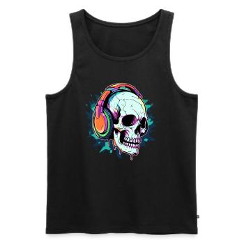 Mélomane Halloween Drum and Bass Dj Skull - Débardeur bio Premium Homme - noir - Devant - Michal (187cm)