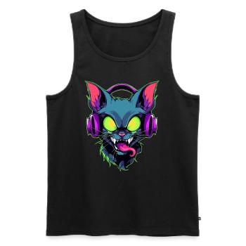 Costume de DJ d'Halloween effrayant de chat zombie EDM - Débardeur bio Premium Homme - noir - Devant - Michal (187cm)