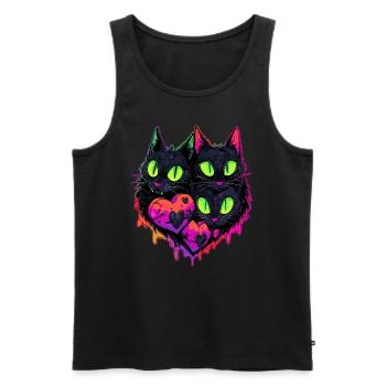 Cat Lover Psychedelic Cat Art EDM Festival Rave - Débardeur bio Premium Homme - noir - Devant - Michal (187cm)