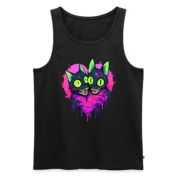 Zombie Cat Valentine Heart Halloween Matching - Débardeur bio Premium Homme - noir - Devant - Michal (187cm)