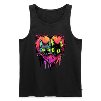 Halloween Zombie Cat Valentines Day Couple Outfit - Men's Premium Organic Tank Top - black - Front - Michal (187cm)
