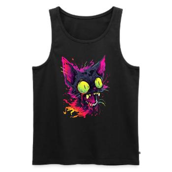 Halloween Party Zombie Katze Trippig Psychedelisch - Männer Premium Bio Tank Top - Schwarz - Vorne - AI Model Male 178 light (178cm)