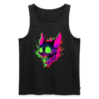 Trippy Zombie Cat EDM Rave Psychedelic Cat Art - Männer Premium Bio Tank Top - Schwarz - Vorne - Michal (187cm)