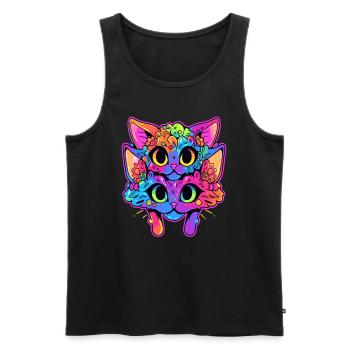 Trippy Psychedelic Art Cat Psychedelic Festival - Männer Premium Bio Tank Top - Schwarz - Vorne - AI Model Male 178 light (178cm)