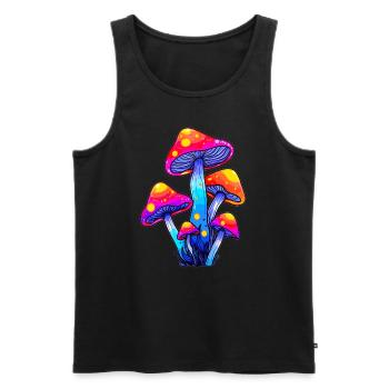 Festival Psychédélique Raver EDM DJ Champignon - Débardeur bio Premium Homme - noir - Devant - Michal (187cm)