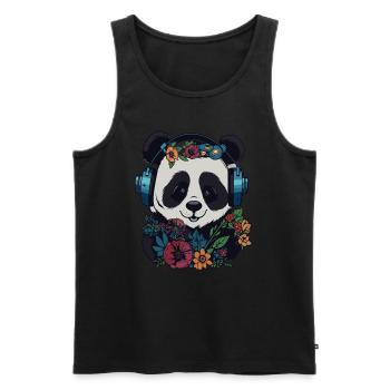 Music Lover Dj Panda EDM Festival Raver - Männer Premium Bio Tank Top - Schwarz - Vorne - AI Model Male 178 light (178cm)