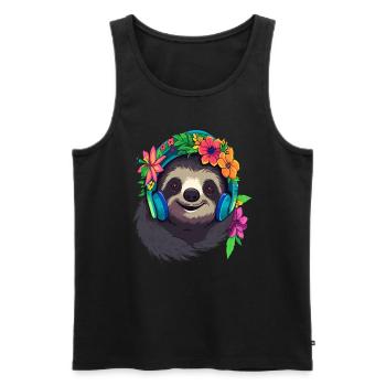 Rave Sloth DJ Music Lover EDM Festival Raver - Männer Premium Bio Tank Top - Schwarz - Vorne - Michal (187cm)