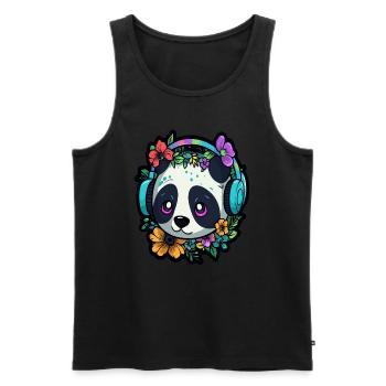 Niedlicher Flora Panda DJ EDM Festival Rave - Männer Premium Bio Tank Top - Schwarz - Vorne - AI Model Male 178 light (178cm)