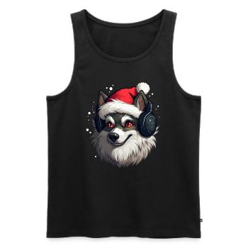 Weihnachts EDM Wolf Weihnachts Party DJ - Männer Premium Bio Tank Top - Schwarz - Vorne - AI Model Male 178 light (178cm)