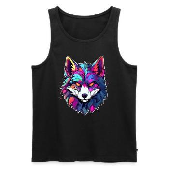 Arty Fox DJ EDM Festival Rave - Men's Premium Organic Tank Top - black - Front - AI Model Male 178 light (178cm)