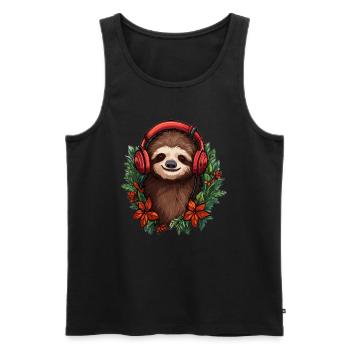 EDM Festival Rave Sloth Weihnachts Party DJ - Männer Premium Bio Tank Top - Schwarz - Vorne - Michal (187cm)