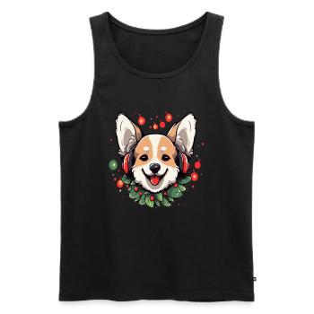 Christmas Party Corgi DJ New Year Rave DJ - Men's Premium Organic Tank Top - black - Front - Michal (187cm)