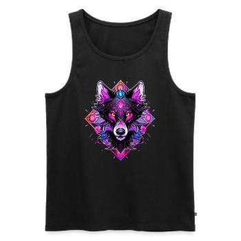 Spiritual Wolf Sacred Geometry - Männer Premium Bio Tank Top - Schwarz - Vorne - AI Model Male 178 light (178cm)